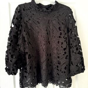 Lace mock neck blouse